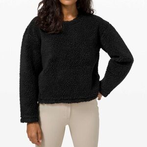 Lululemon Black Wool Whenever Crew Neck Thick Deep Fleece Sweater Size 10
